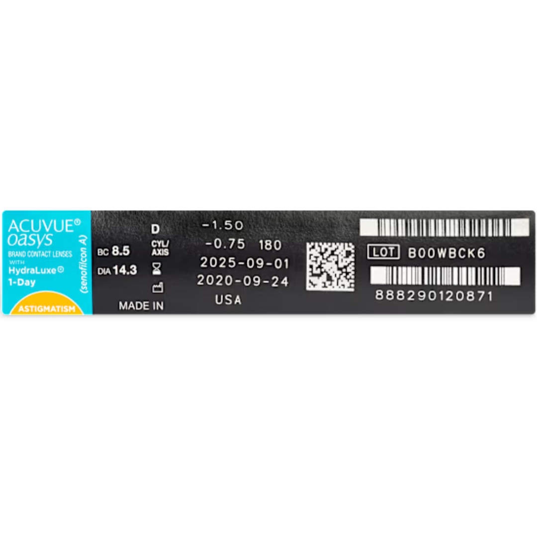 ACUVUE® OASYS 1-DAY with HydraLuxe for Astigmatism 90pk