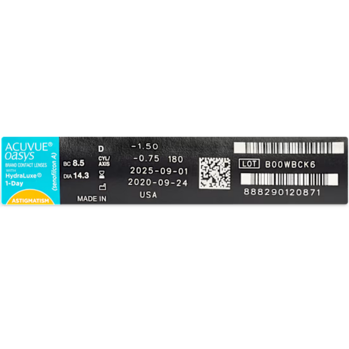 ACUVUE® OASYS 1-DAY with HydraLuxe for Astigmatism 90pk