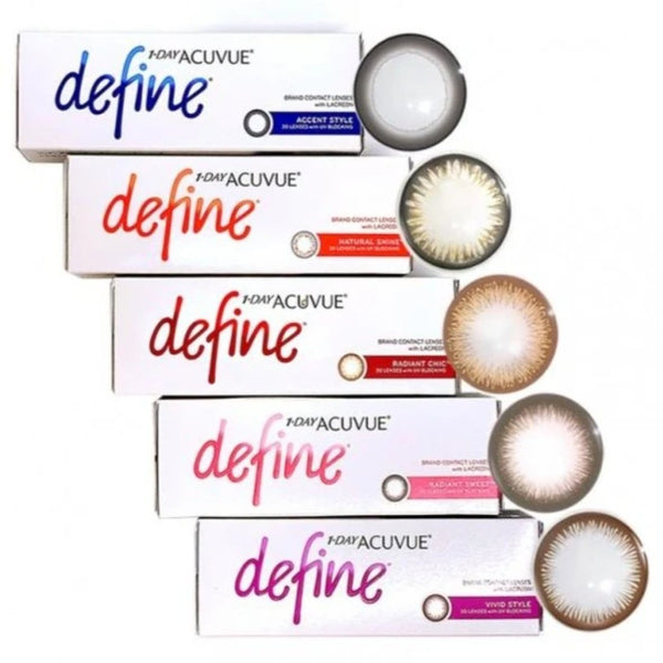 1 DAY ACUVUE DEFINE 30pk prescription coloured daily disposable soft contact lenses | anytimecontacts.com.au