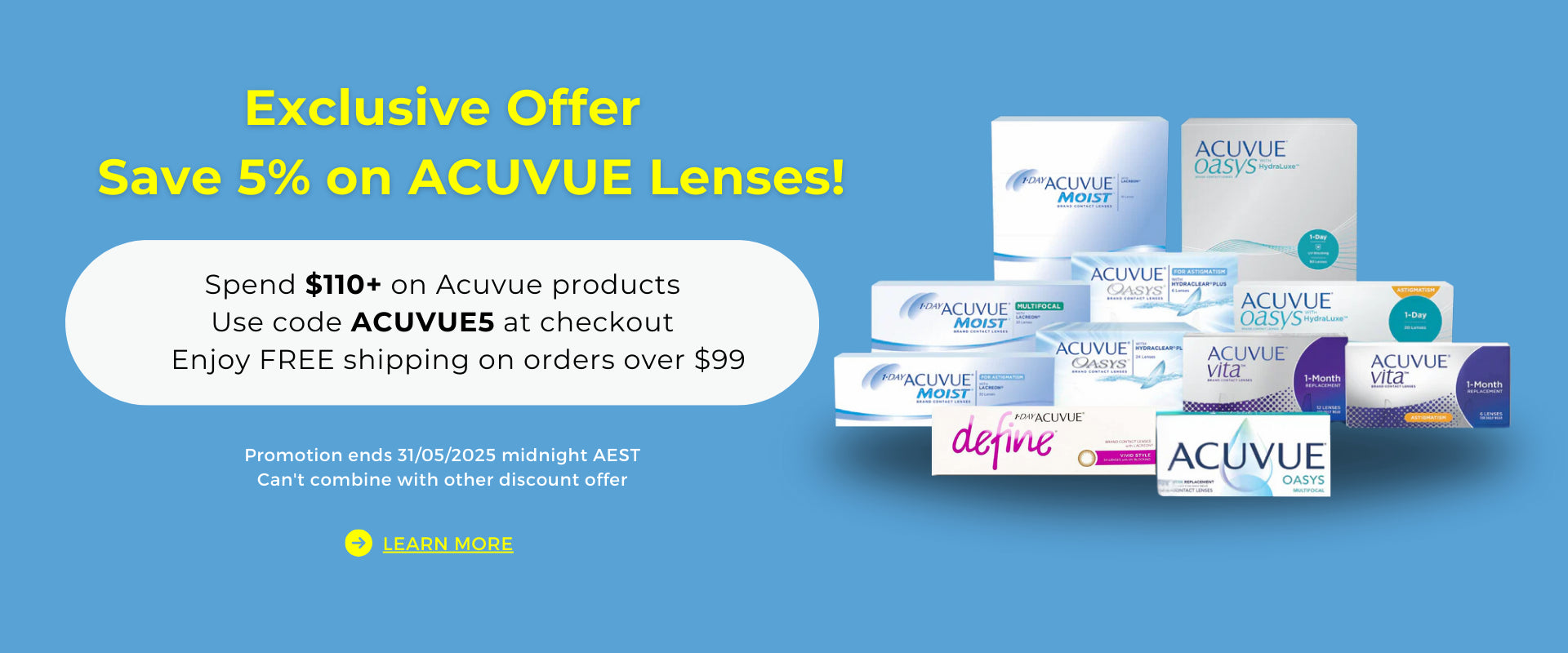5% Off Plus Free Shipping on Acuvue Lenses orders $110+ | Use code ACUVUE5